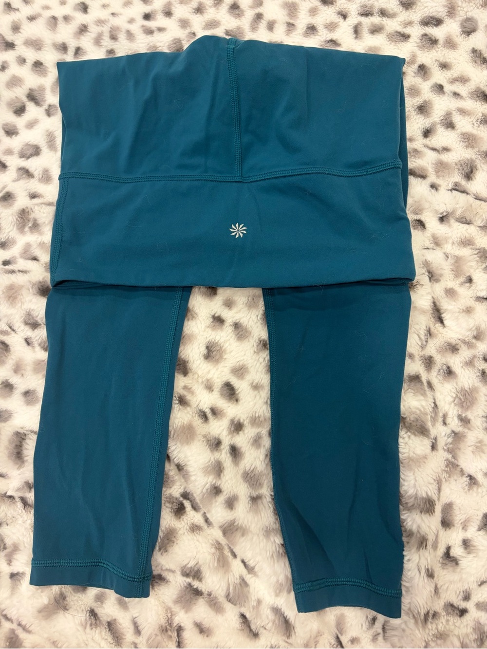Athleta Teal Capri Leggings with Star Logo